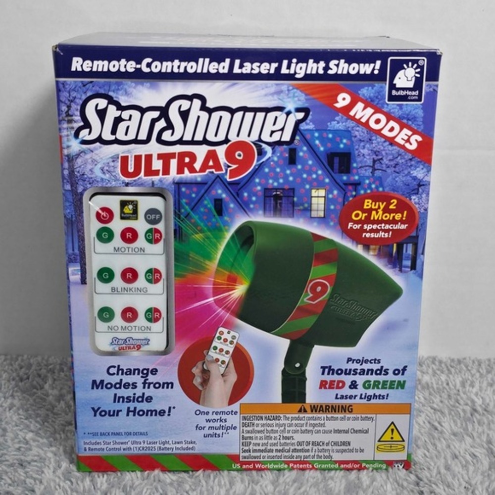 Star Shower Ultra 9 Laser Light Projector Christmas Remote Control 9 Modes NEW
